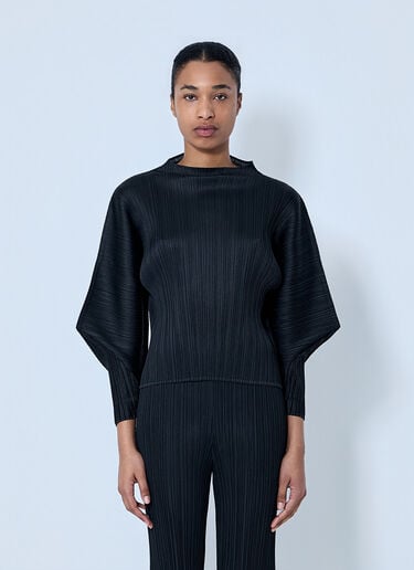 Pleats Please Issey Miyake Pleated Knit Top Black plp0264008