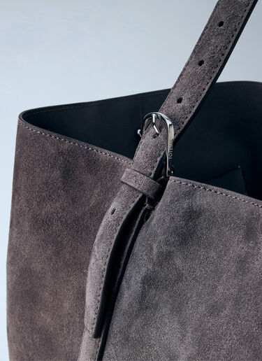 TOTEME Belted Suede Tote Bag Grey tot0264034