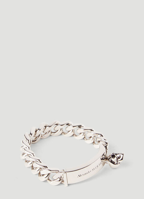Balenciaga Skull Charm Curb-Chain Bracelet Black bal0251135