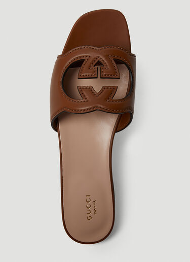 Interlocking G Cut-Out Sandals Gucci Interlocking G Cut-Out Sandals Brown guc0250114