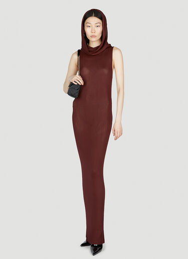 Saint Laurent Hooded Dress Burgundy sla0252027