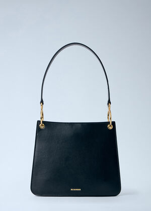 Jil Sander Structured Leather Shoulder Bag Black jil0264040