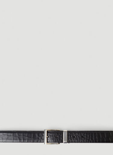 Balenciaga 長方形のクロコ型押しベルト ブラック bal0145062