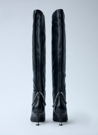 Alexander Wang Chain Detail Knee-High Leather Boots Black awg0263044