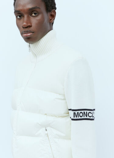 Moncler Logo Jacquard Down Cardigan Cream mon0154025