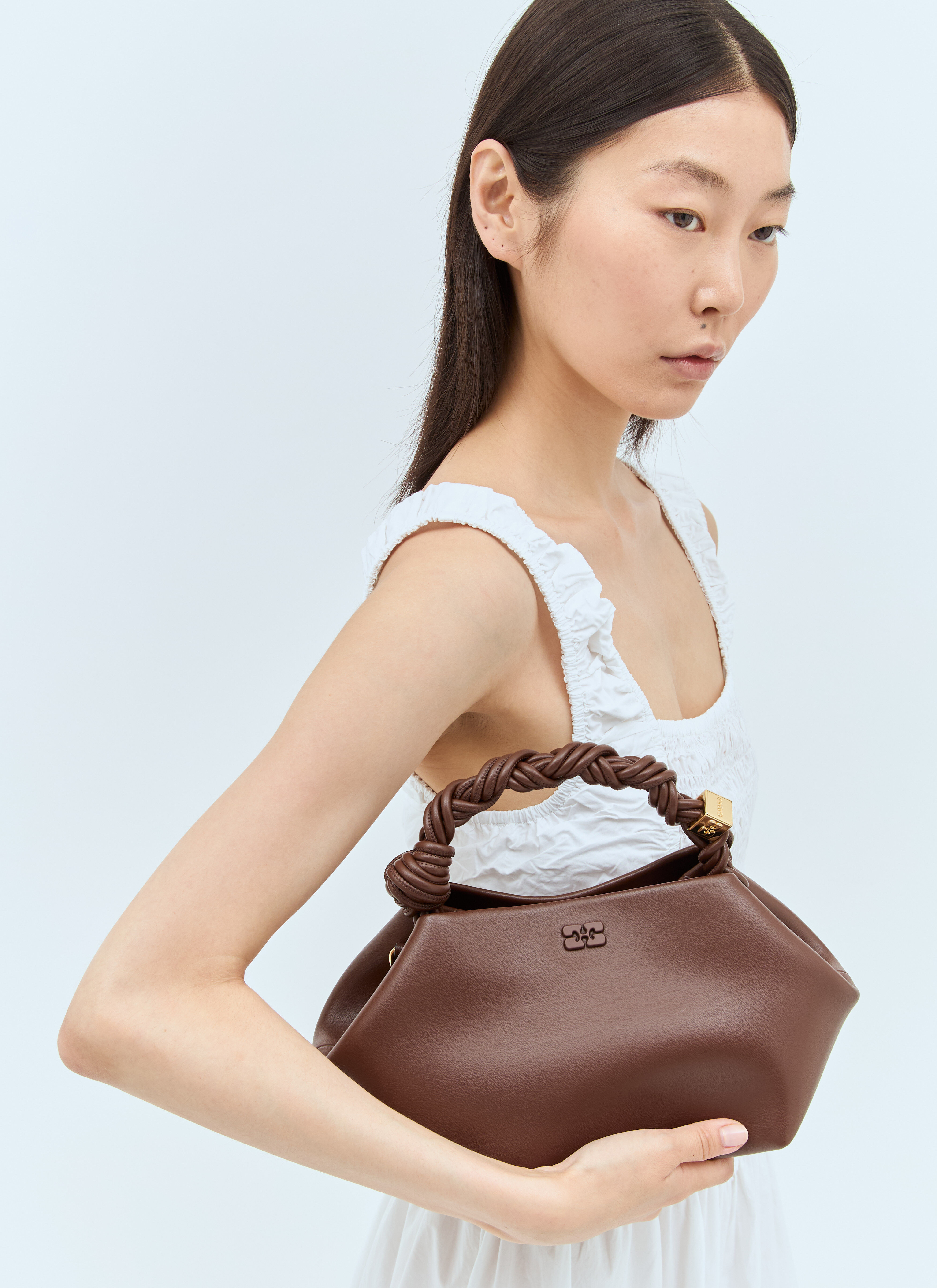 定価28950円新品未使用GANNI ブラウンパピー カーブレザーキーホルダー GANNI Women's' Small Bou Handbag in Brown | LN-CC®