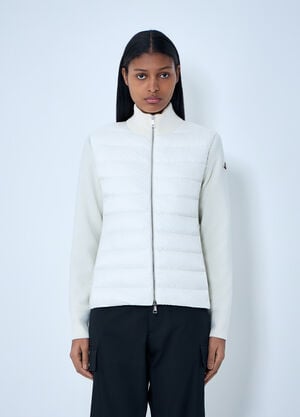 Moncler Quilted Zip-Up Jacket White mon0263046