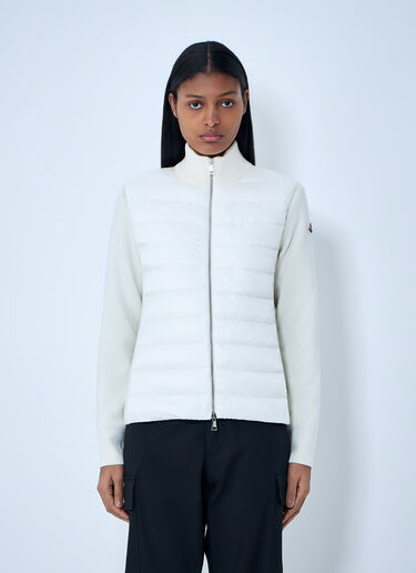 Moncler Quilted Zip-Up Jacket White mon0263046