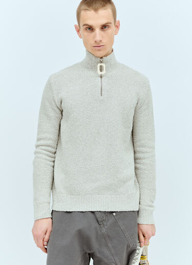 JW Anderson Boucle Henley Sweater Grey jwa0156007