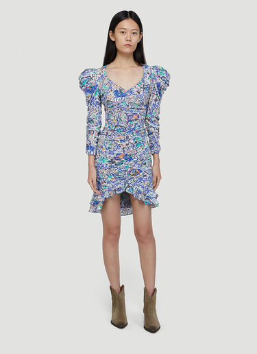 Isabel Marant Milendi Ruched Floral Skirt Blue ibm0247023