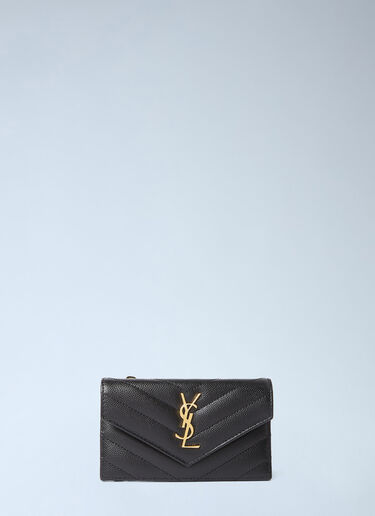 Saint Laurent 徽标铭牌卡包 黑色 sla0249166