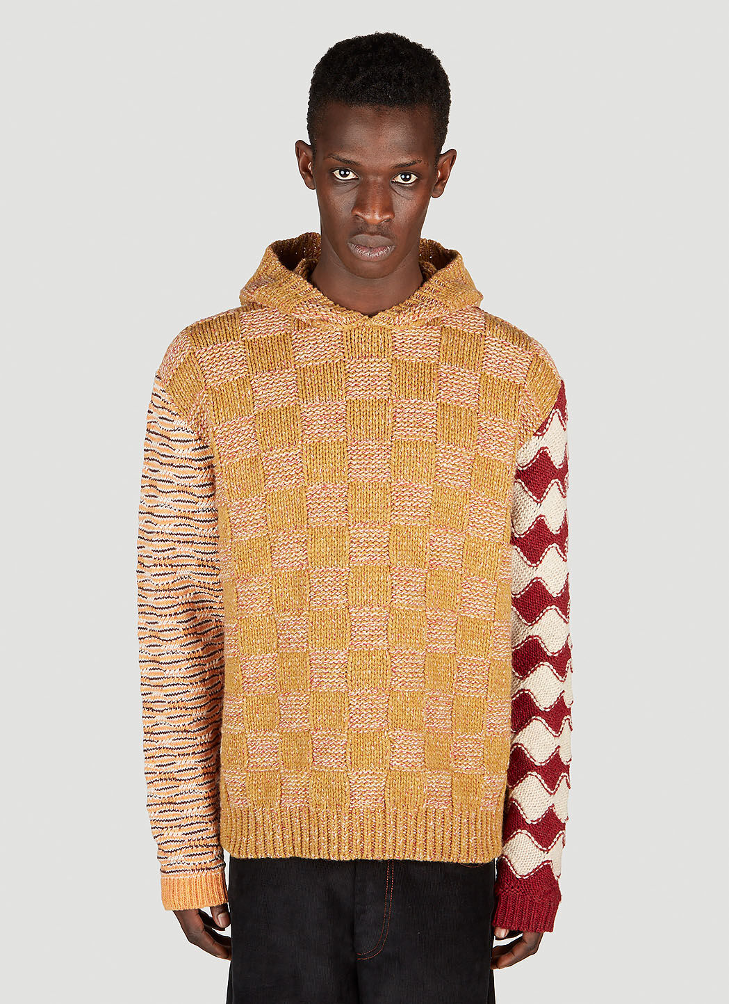 Our Legacy Multi Panel Chequerboard Sweatshirt Brown our0154015