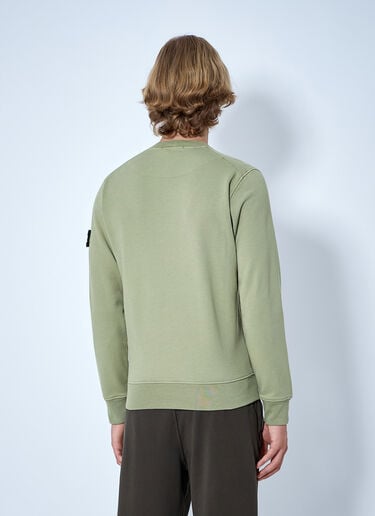 LN-CC® - Stone Island: Crewneck Sweatshirt with Arm Patch - Green Stone Island Crewneck Sweatshirt with Arm Patch Green sto0165046