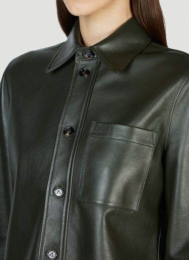 Bottega Veneta Classic Leather Shirt Dark Green bov0251114