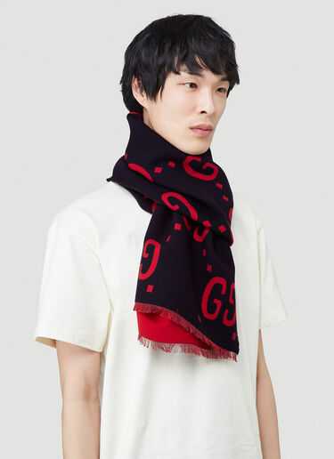 GG Logo Wool Scarf Gucci GG Logo Wool Scarf Blue guc0139048