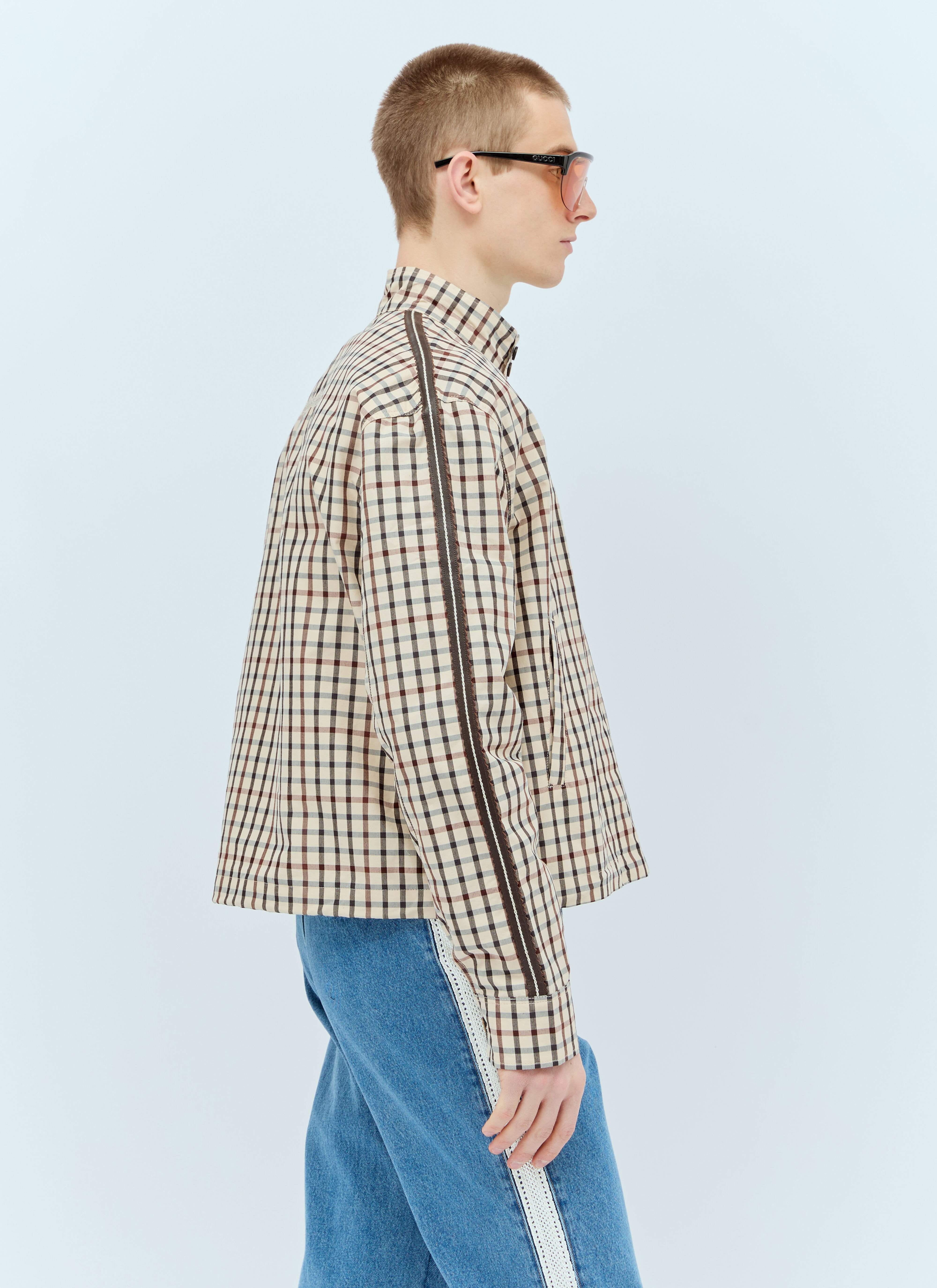 Wales Bonner Men's' Path Harrington Checked Jacket in Brown | LN-CC®