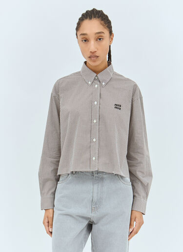 Gingham Crop Shirt Miu Miu Gingham Crop Shirt Grey miu0258073