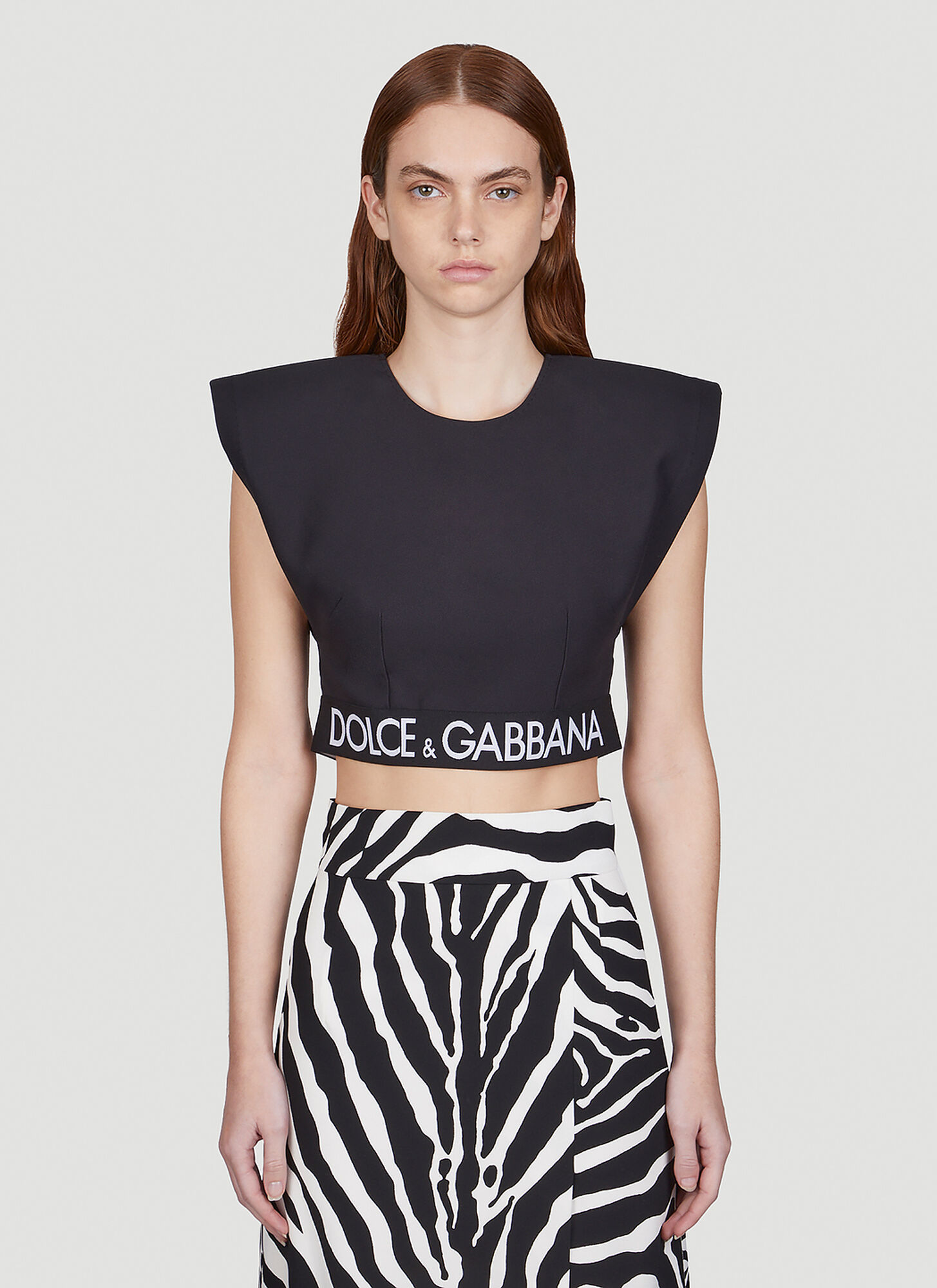 Shop Dolce & Gabbana Extreme Shoulder Crop Top In Black