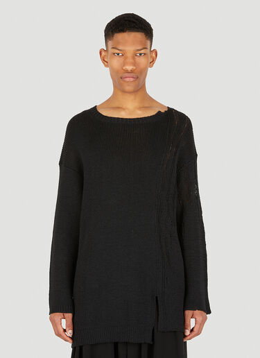 Yohji Yamamoto Distressed Long Sleeve Sweater Black yoy0148006