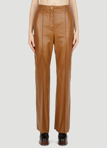 Gucci Leather Straight Leg Pants Brown guc0251198