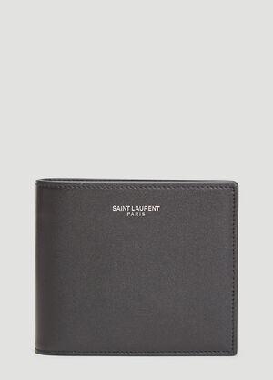 Saint Laurent Logo Print Bi-Fold Wallet Black sla0136040