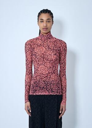 Dries Van Noten Printed Mesh Top Pink dvn0260018