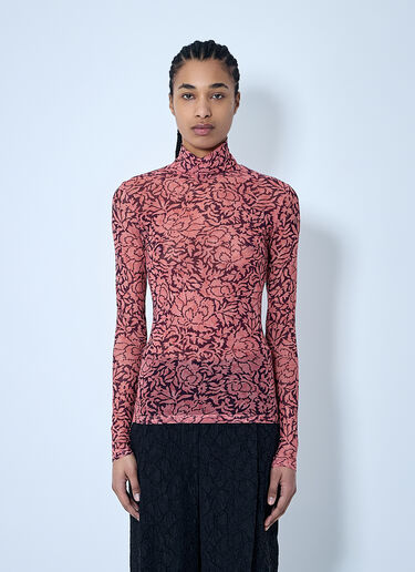 Dries Van Noten プリントメッシュトップス  ピンク dvn0260018