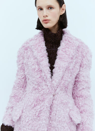 Dries Van Noten Double-Breasted Fluffy Coat Lilac dvn0254003