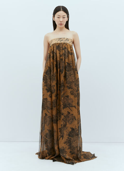 Entire Studios Floral Silk Chiffon Bustier Dress Black ent0256008