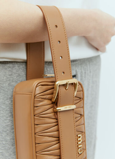 Miu Miu Matelassé Nappa Leather Clutch Camel miu0254057