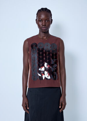 Marni Sequin Embellished Sleeveless Top Burgundy mni0266006