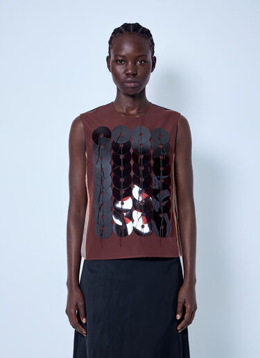 LN-CC® - Marni: Sequin Embellished Sleeveless Top - Burgundy Marni Sequin Embellished Sleeveless Top Burgundy mni0266006
