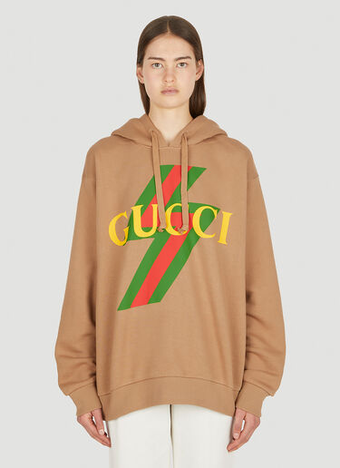Gucci 로고 프린트 후드 스웨트 셔츠 브라운 guc0251061