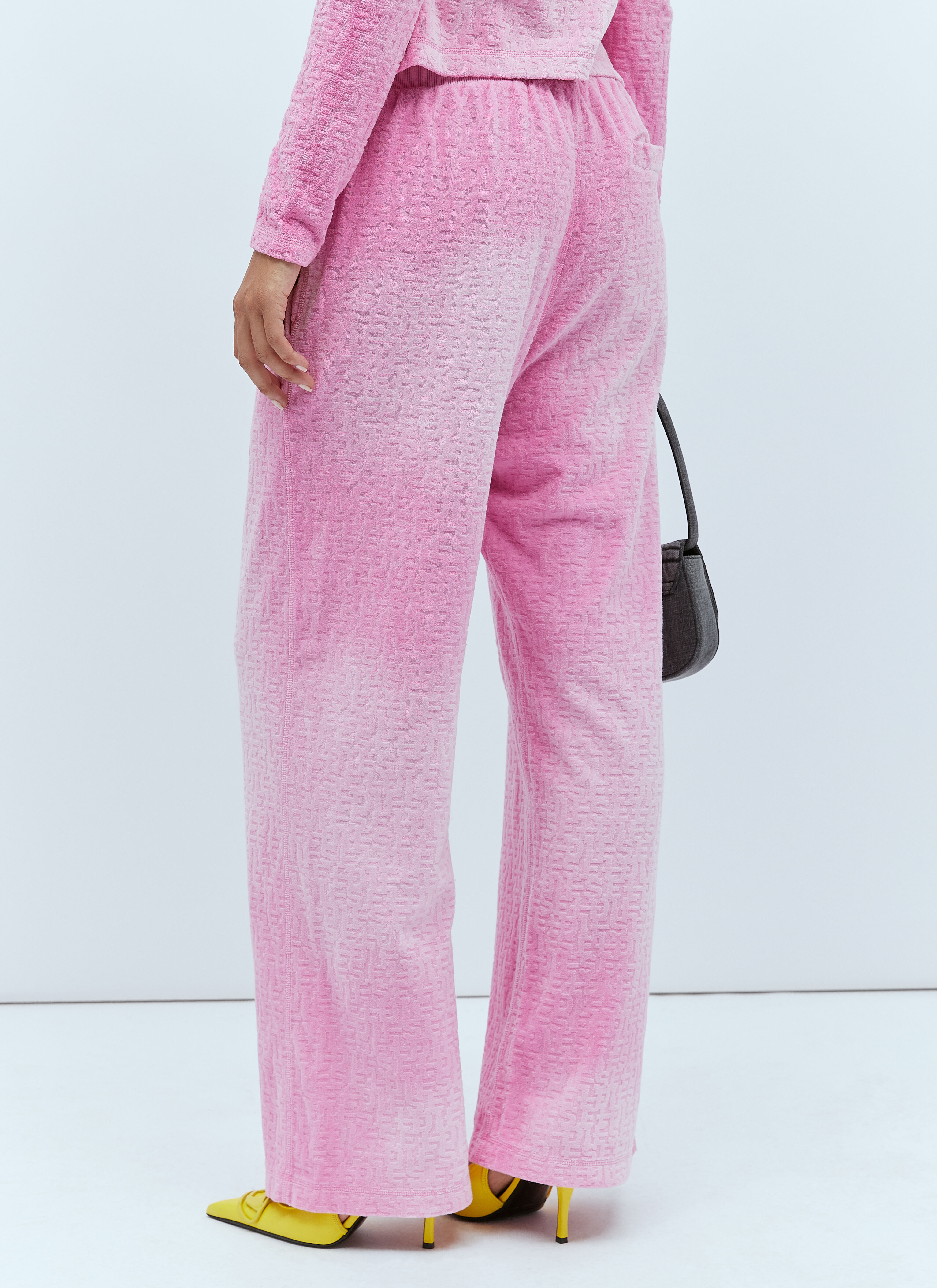 Diesel Women s Logo Embossed Velvet Track Pants in Pink LN CC