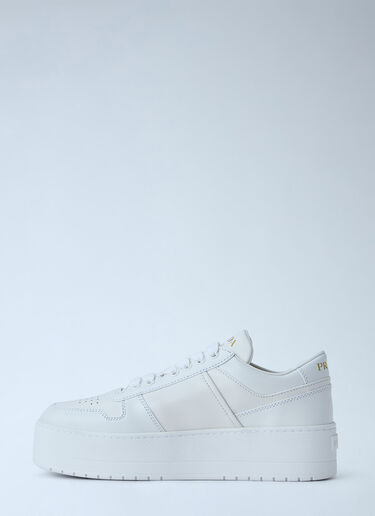 LN-CC® - Prada: Downtown Bold Leather Sneakers - White Prada Downtown Bold Leather Sneakers White pra0266012