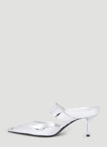 Alexander McQueen Metallic High Heel Mules Silver amq0252014