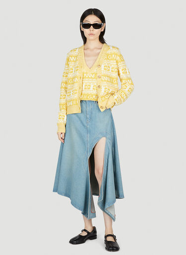 GANNI Logo Button Down Cardigan Yellow gan0253003