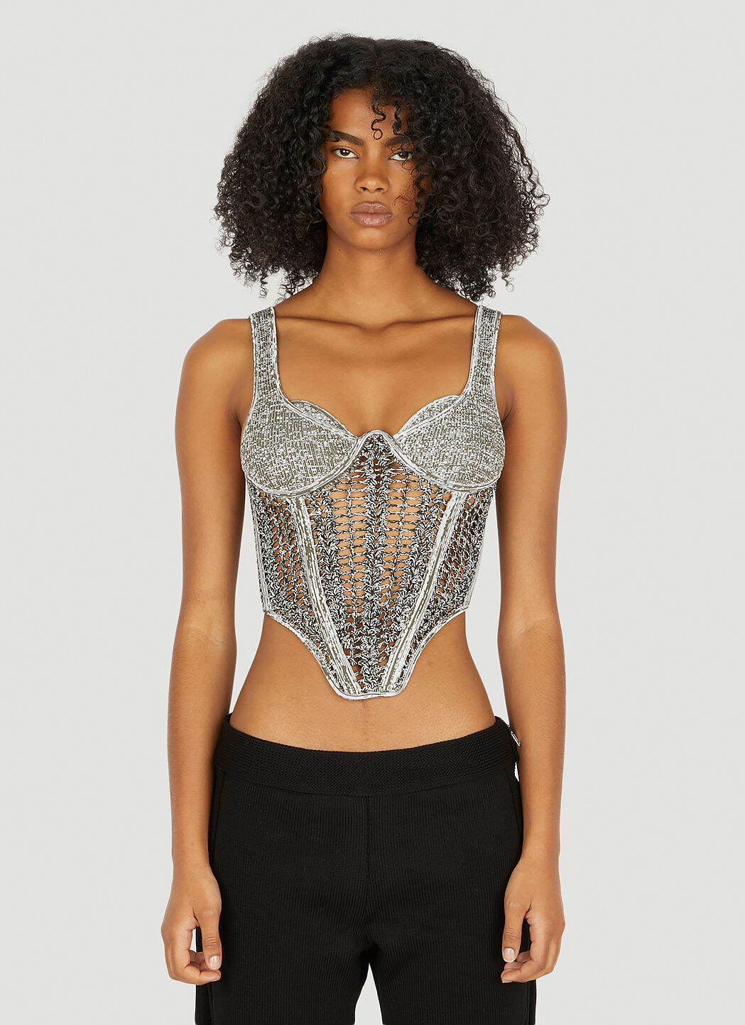 Grey discount crochet top