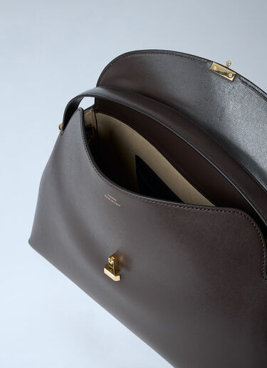 TOTEME T-Lock Leather Top-Handle Bag Brown tot0263078