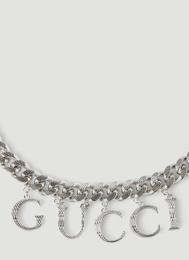 Logo Script Charm Necklace Gucci Logo Script Charm Necklace Silver guc0247172