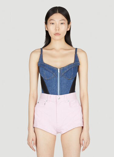 Mugler Denim Zip Bodysuit Blue mug0251057