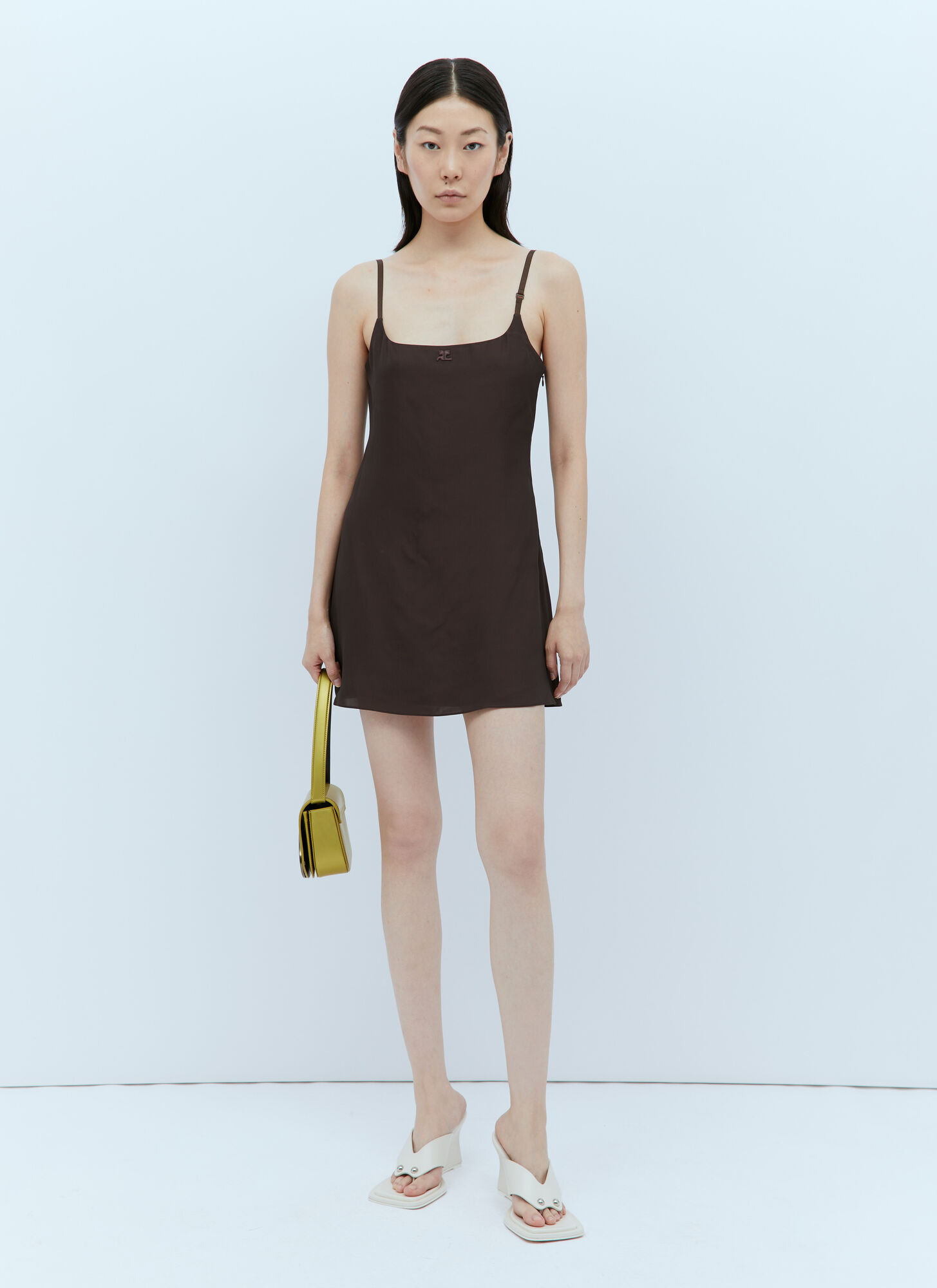 Courrèges Knee Length Dress Adjustable Straps In Brown