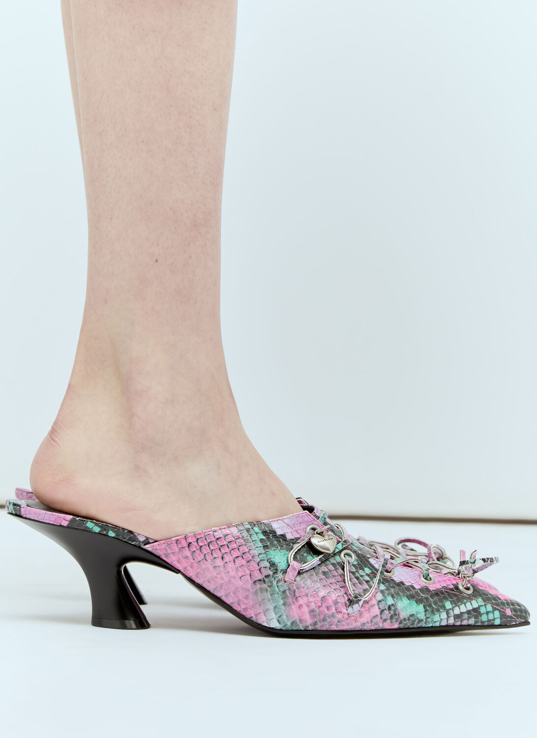 Shop Acne Studios Lace-up Heeled Mules In Pink