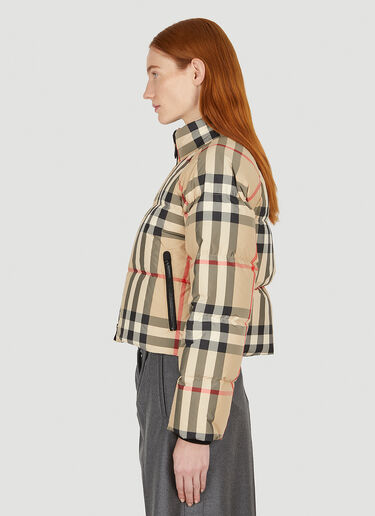 Burberry Checked Puffer Jacket Beige bur0251033