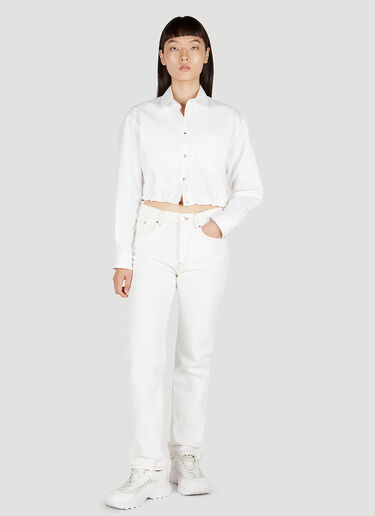 Cropped Long Sleeve Shirt Moncler Cropped Long Sleeve Shirt White mon0252022