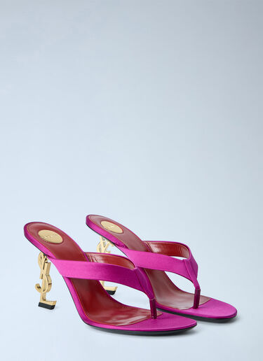 LN-CC® - Saint Laurent: Opyum Satin Thong Mule Sandals - Pink Saint Laurent Opyum Satin Thong Mule Sandals Pink sla0263036