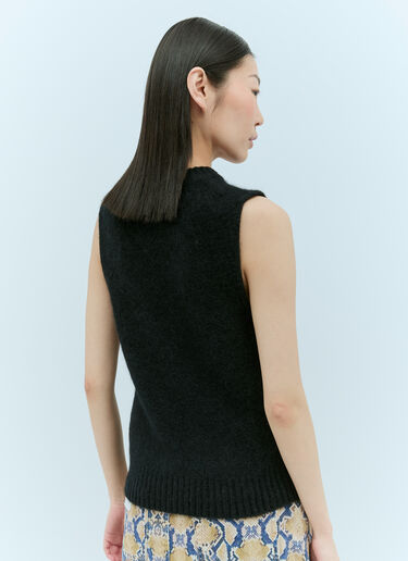 GANNI 브러싱 마감 알파카 O-넥 베스트 블랙 gan0255028