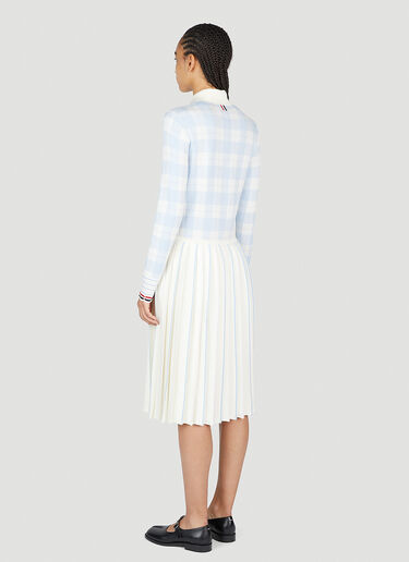 Thom Browne Hairline Check Pleated Polo Dress Natural thb0251014
