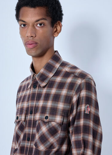 LN-CC® - Moncler Grenoble: Checked Long Sleeve Shirt - Brown Moncler Grenoble Checked Long Sleeve Shirt Brown mog0165024