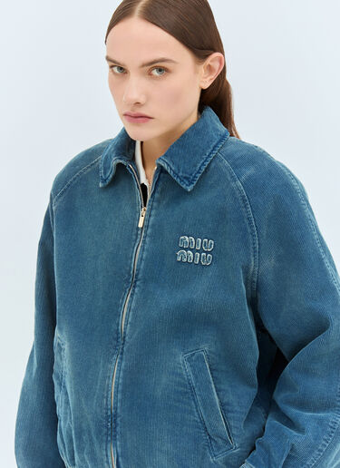 Miu Miu Corduroy Bomber Jacket Blue miu0259002